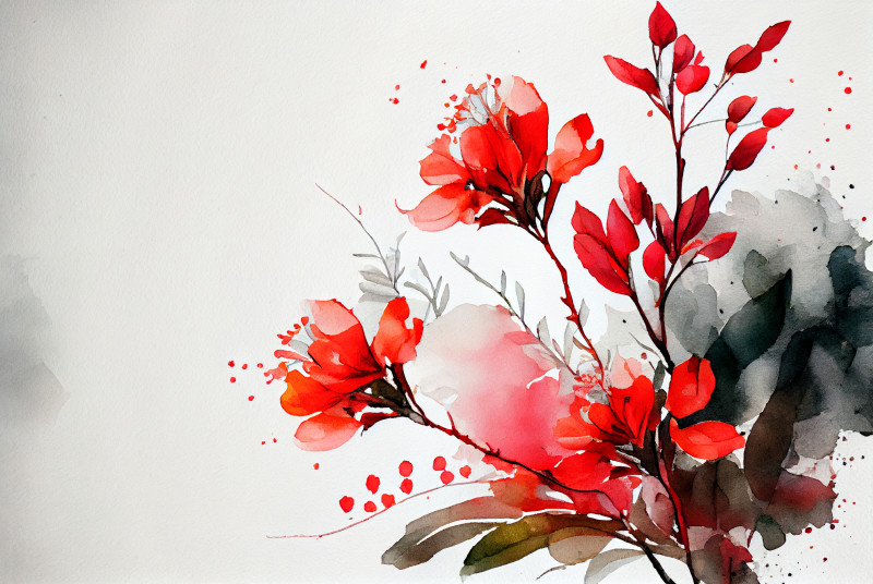 Watercolor Red Flower Background Image