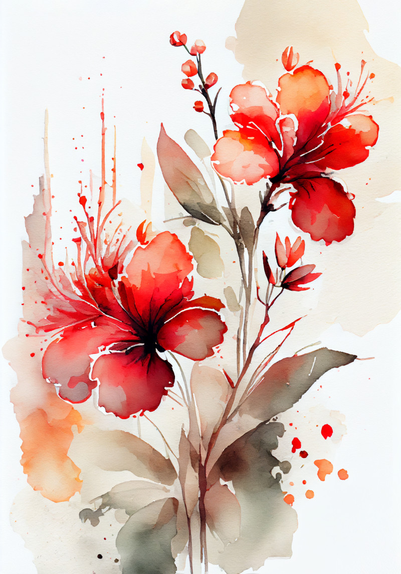 Watercolor Red Flower Background