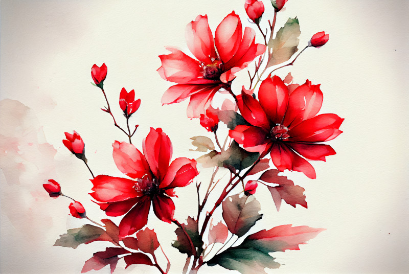 Watercolor Red Flower Background Image