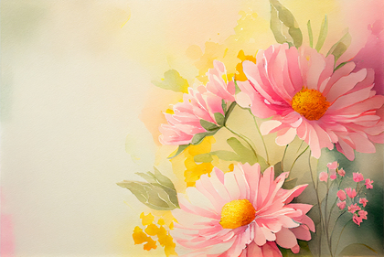 Watercolor Pink and Yellow Flower Background
