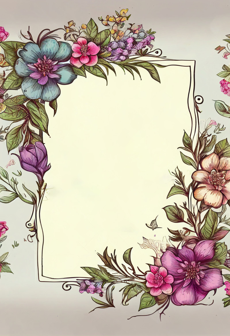 Hand Drawn Colorful Flower Frame