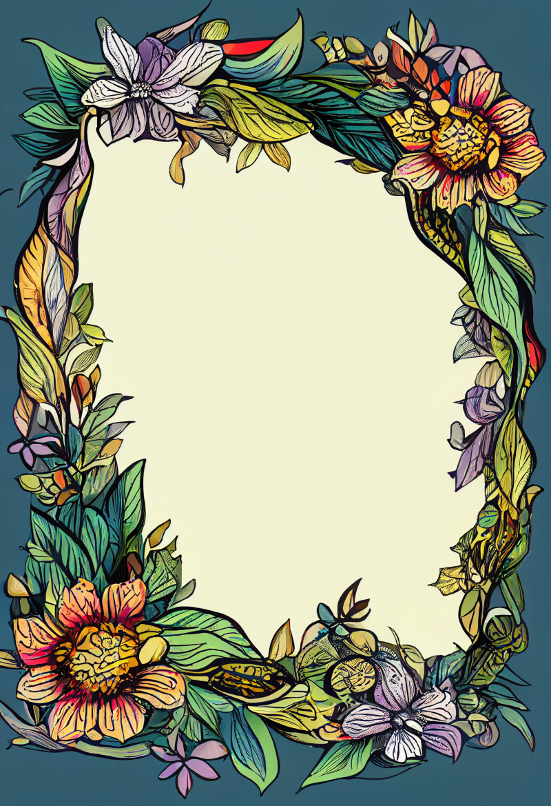 Hand Drawn Colorful Flower Frame Design