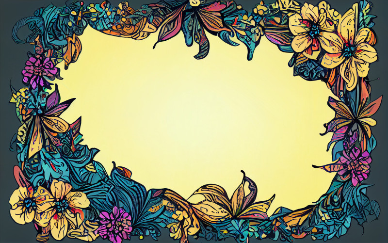 Hand Drawn Colorful Flower Frame Design