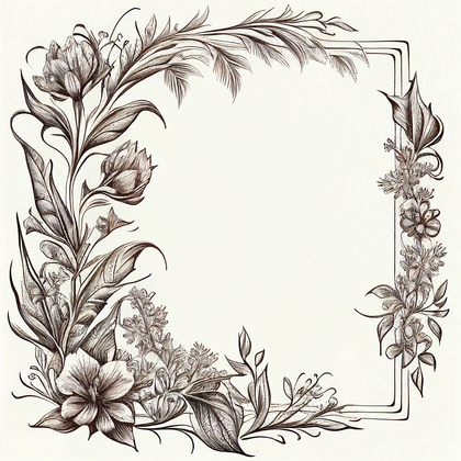 Hand Drawn Decorative Flower Frame Design