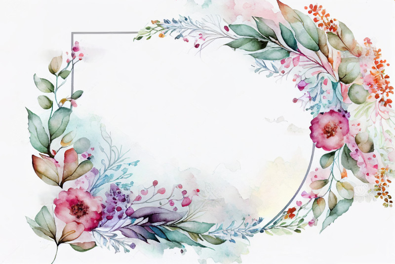 Watercolor Flower Frame Image