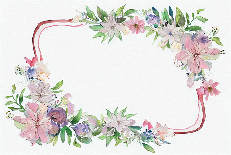 Watercolor Flower Frame