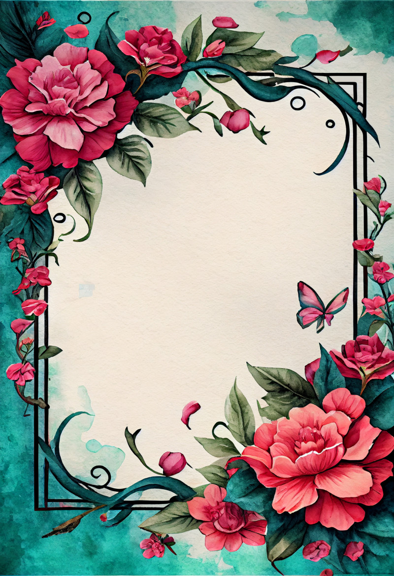 Watercolor Flower Frame Image