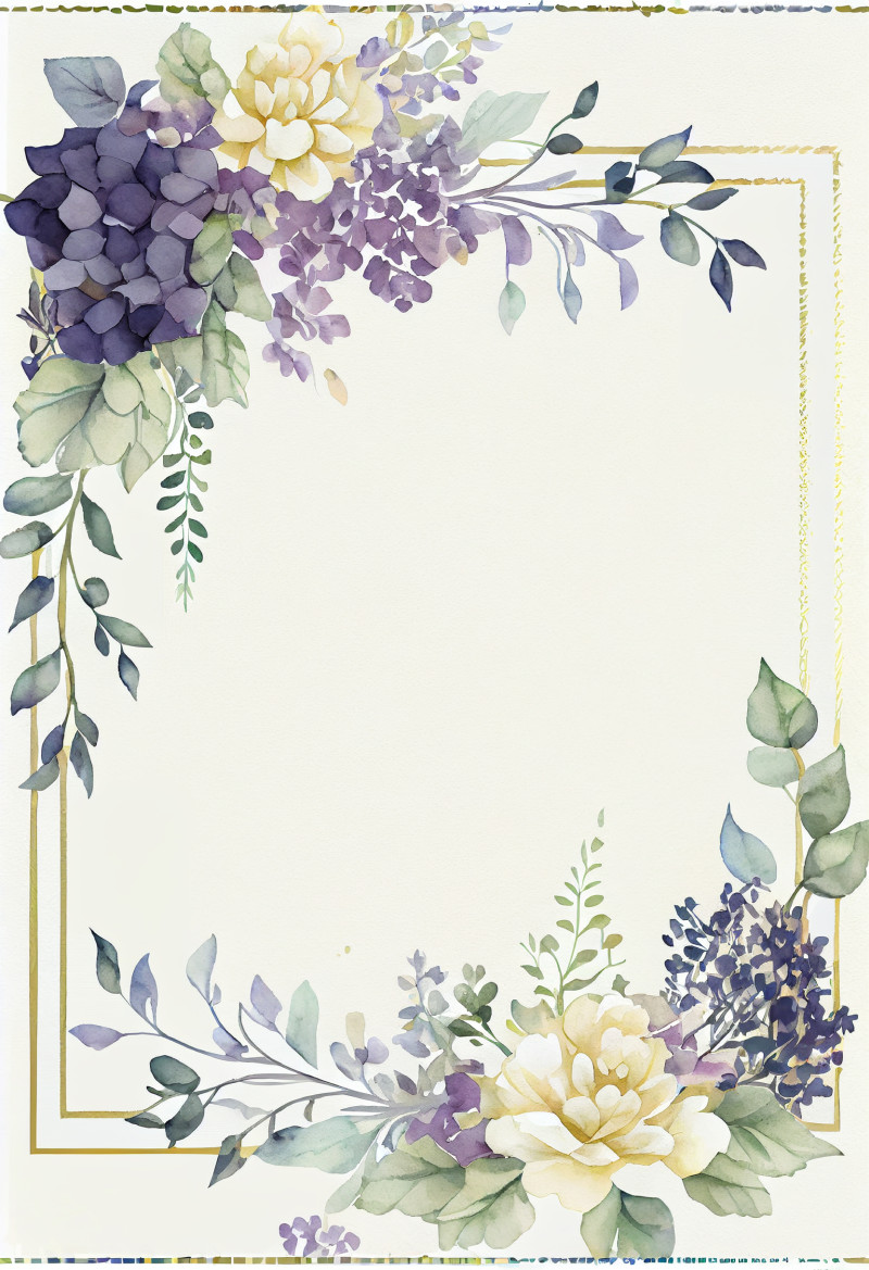 Watercolor Flower Frame Design