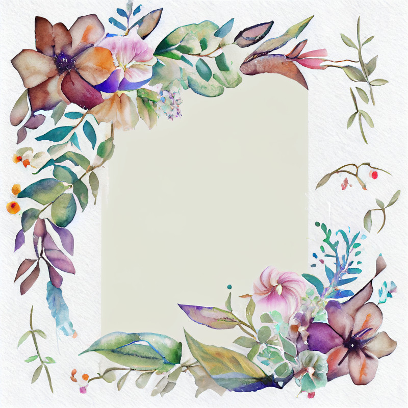 Watercolor Flower Frame