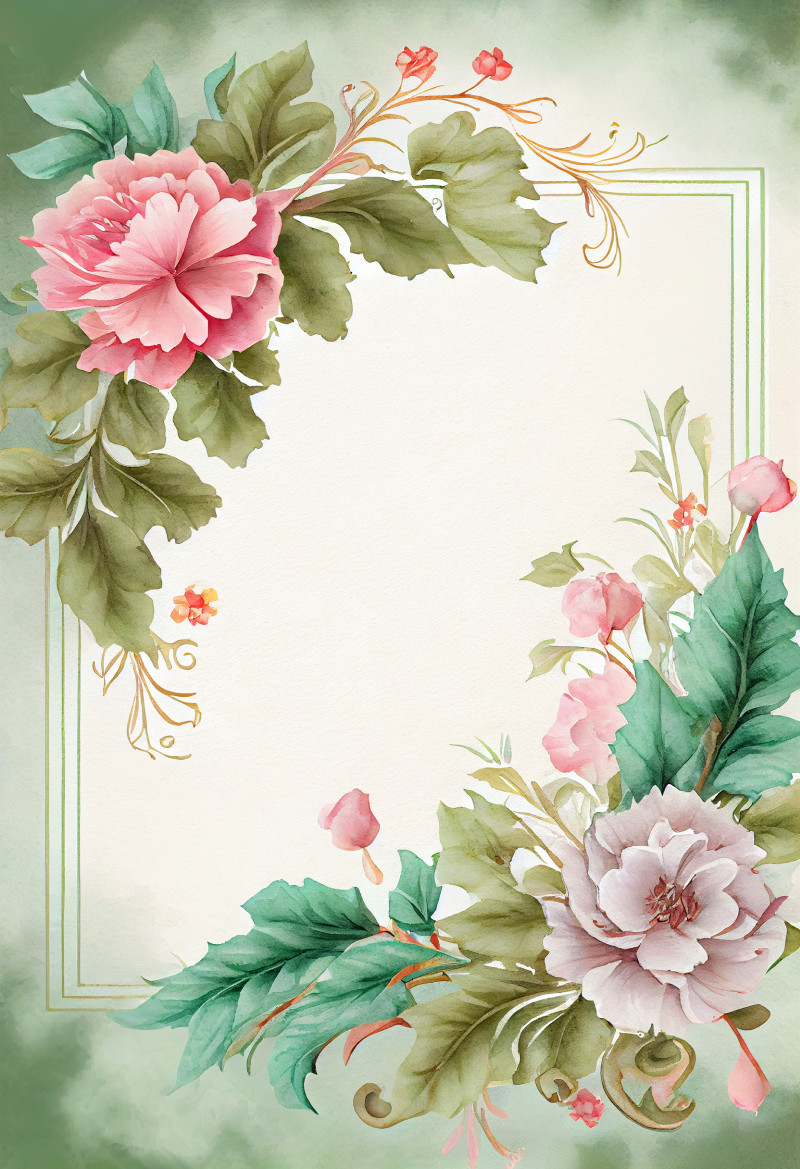 Watercolor Flower Frame Design