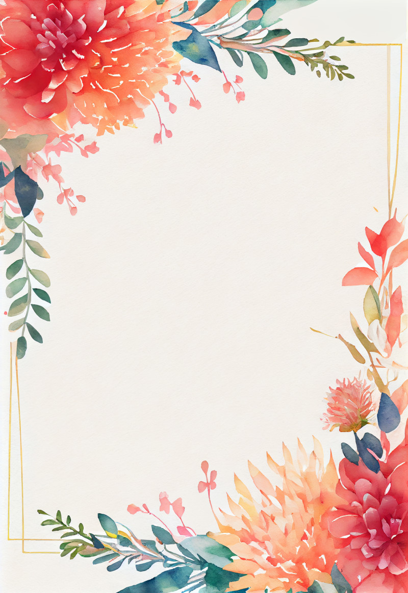 Watercolor Flower Frame Design