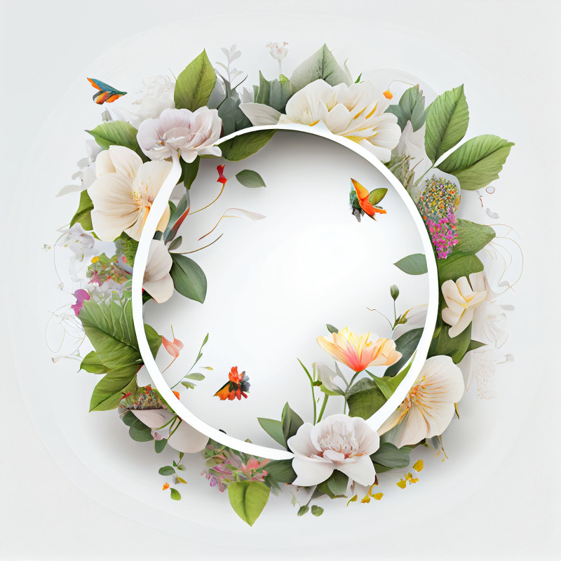 White Flower Circle Frame Image