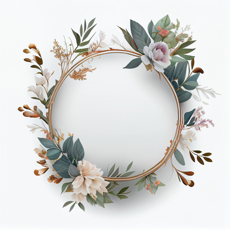 White Flower Circle Frame Image