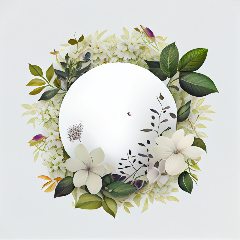 White Flower Circle Frame Design