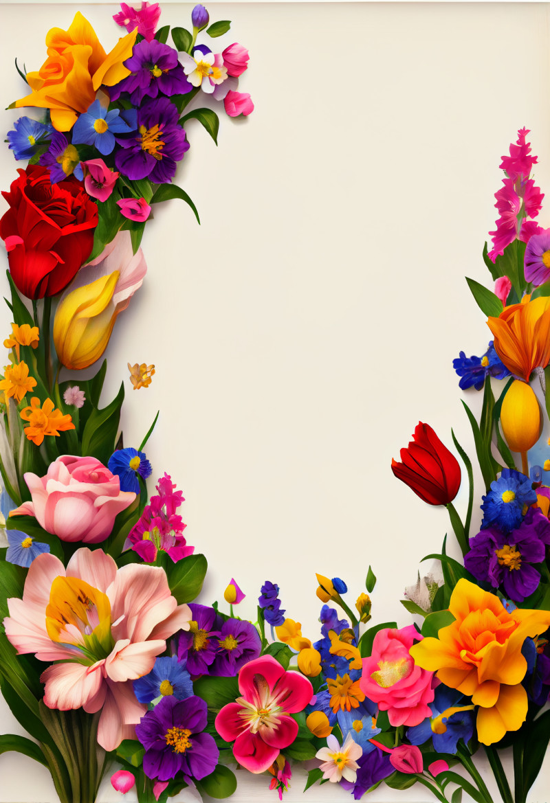 Colorful Flower Border Image
