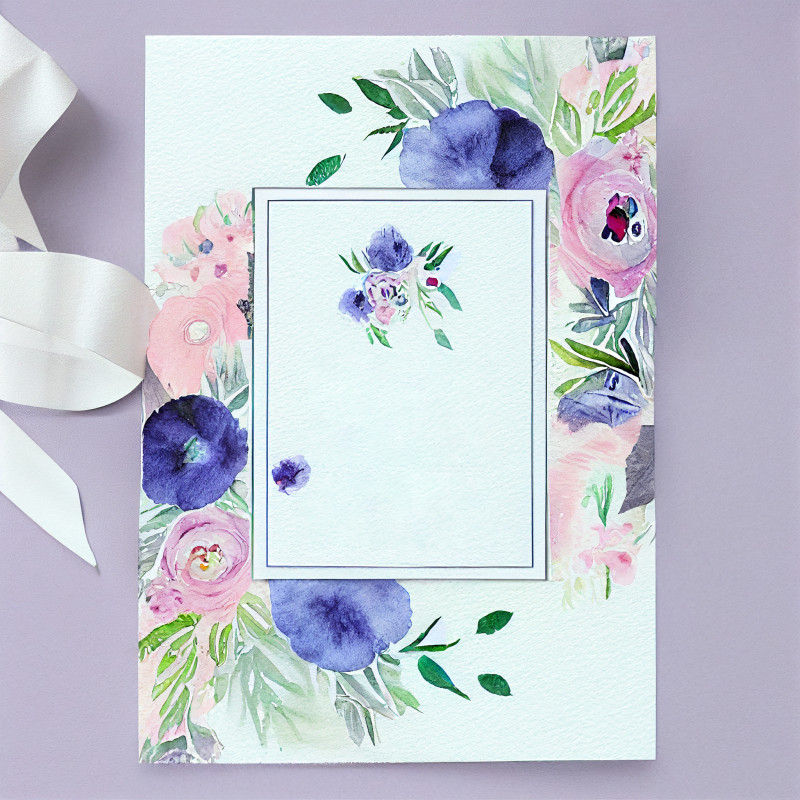 Watercolor Flower Wedding Invitation