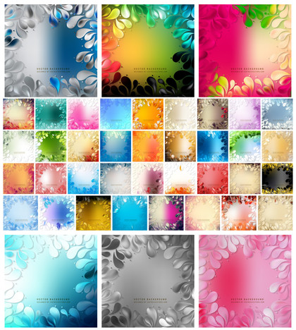 Expansive Array of Floral Vector Designs: Colorful & Ornamental Arc Drops Background