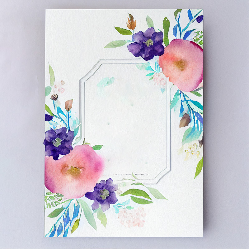 Watercolor Flower Wedding Invitation