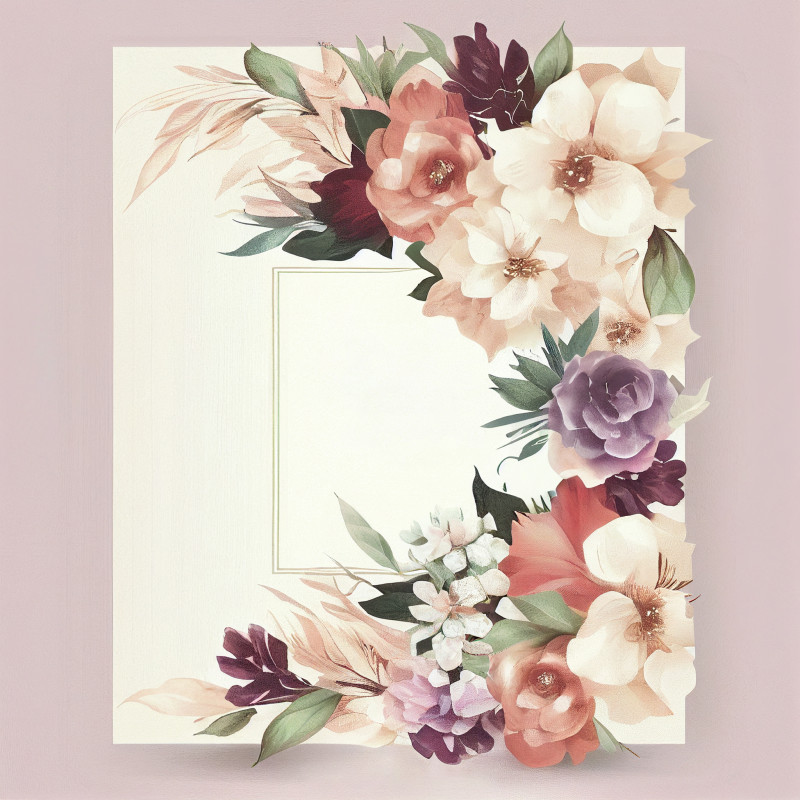 Flower Wedding Invitation Card Template
