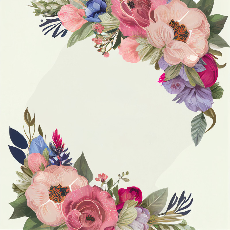 Flower Wedding Invitation Card Template