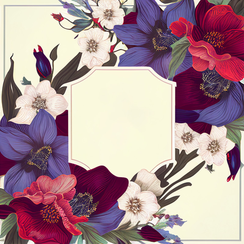 Flower Wedding Invitation Card Template