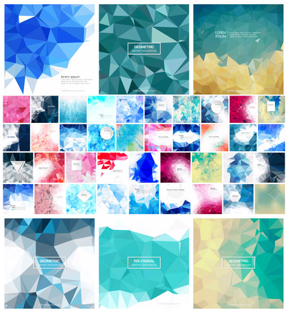 Exquisite Collection of Blue and Pink Polygonal Background Clip Arts