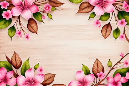 Pink Flower on Wooden Background