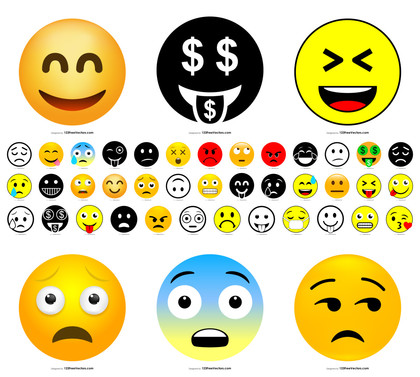 Exquisite Vector Art Collection: Expressing Emotion Through Black Emoji Icons