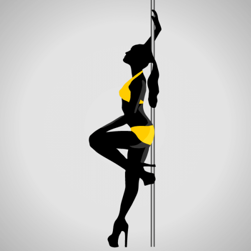 Vector Silhouette of Young Women Dancing a Striptease