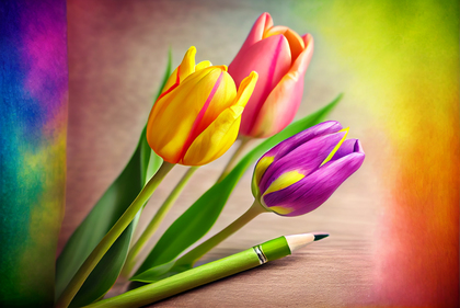 Colorful Tulip Flowers Background Image