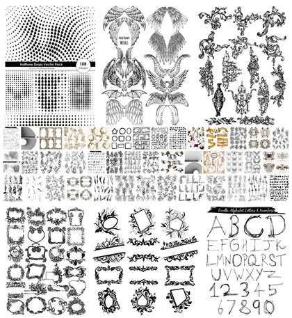 Diverse Selection of Vector and Brush Art Designs : Premium Packs