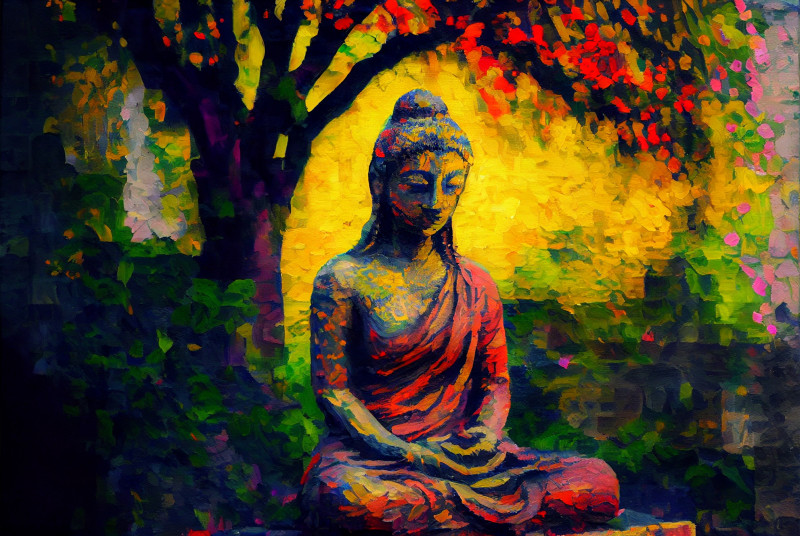 Meditate Impasto Oil Painting Image