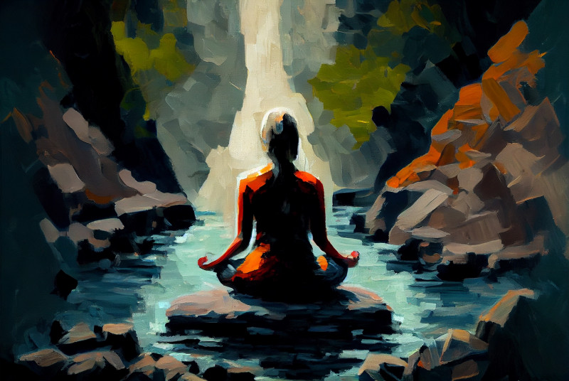 Meditate Impasto Oil Painting Image