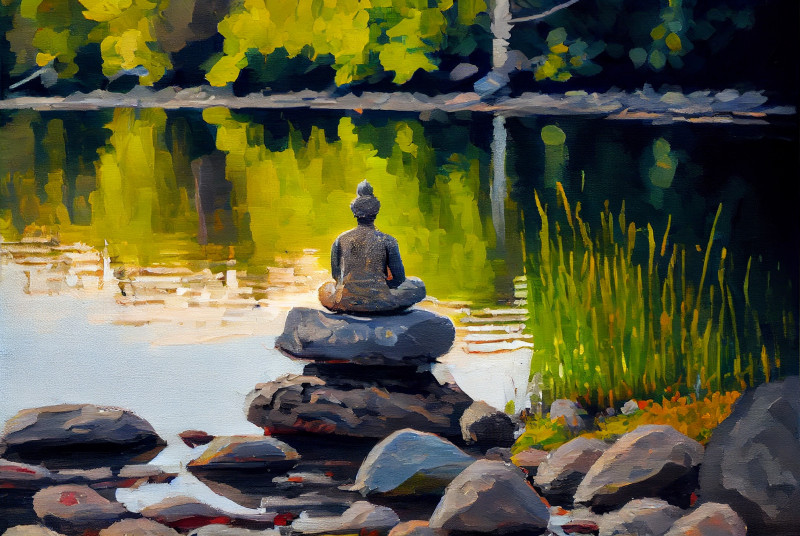 Meditate Impasto Painting Image