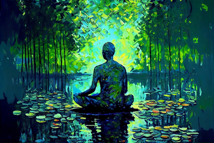 Meditate Impasto Oil Painting Image