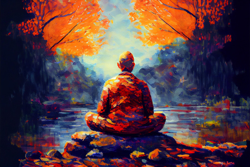 Meditate Impasto Painting Image