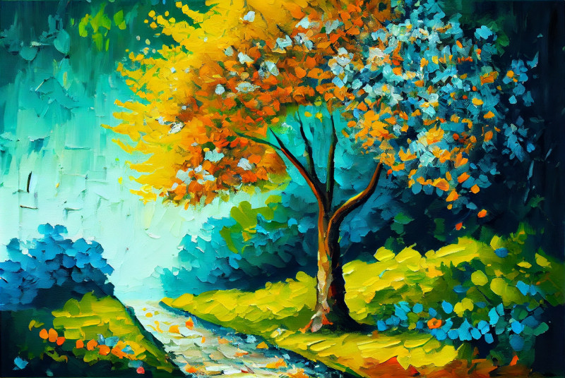 Nature Impasto Oil Painting Image
