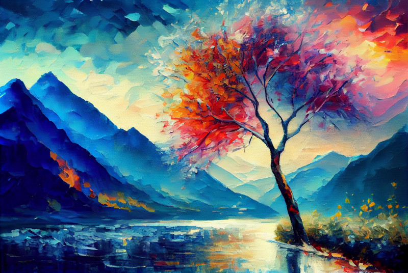 Nature Impasto Oil Painting Image
