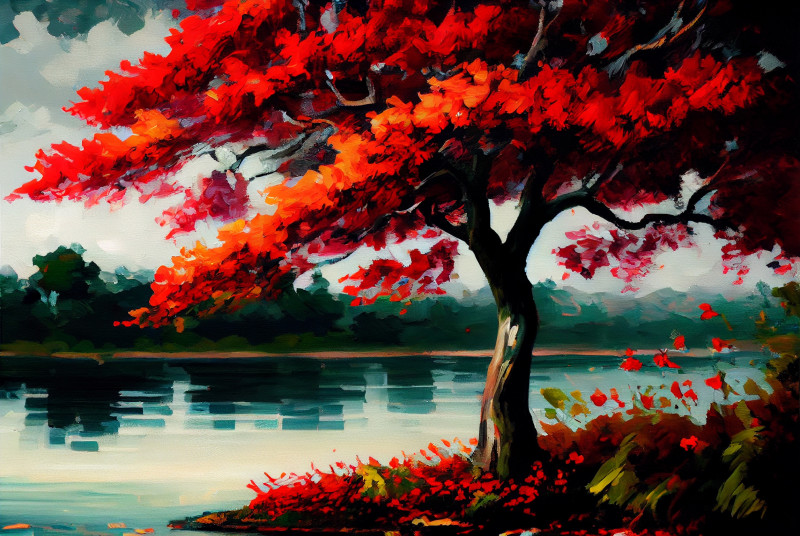 Nature Impasto Oil Painting Image