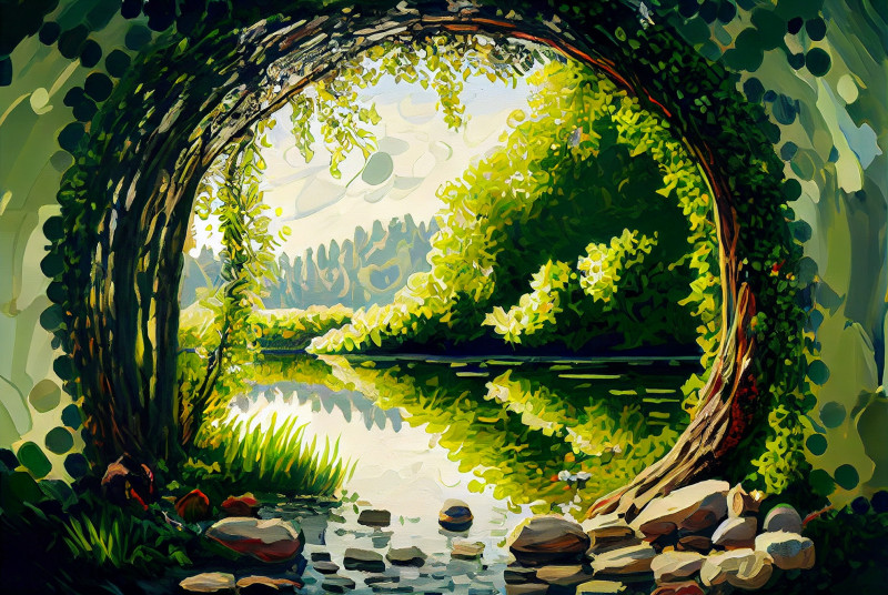 Nature Impasto Oil Painting Image