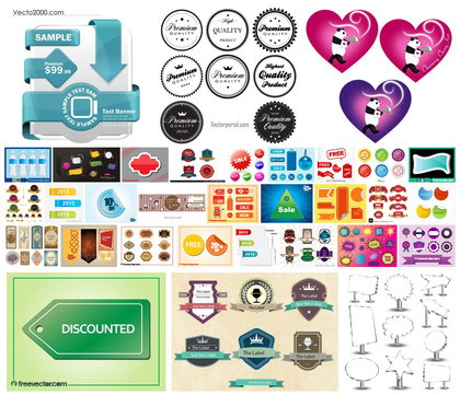 Diverse Collection of 40+ Vector Labels and Stickers