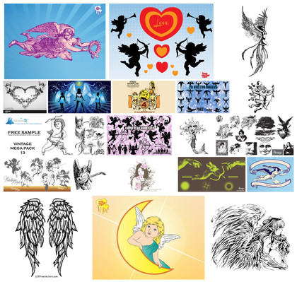 Angelic Array: Enchanting Angel Vector Graphics Collection