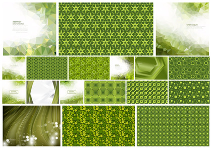 Moss Green Vector Art Collection: An Assortment of Geometric, Patterned, and Abstract Designs