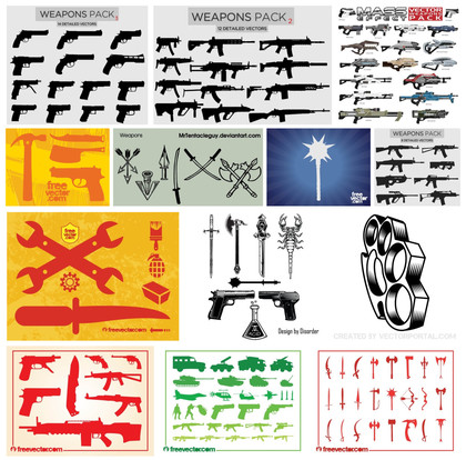 A Diverse Assortment of Weapons Vector Designs