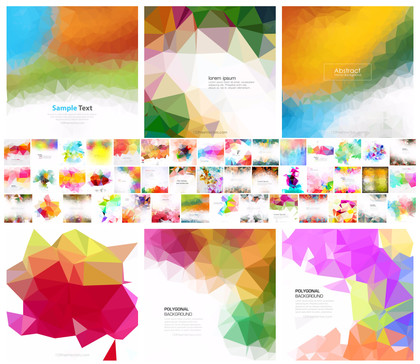 Vibrant Collection of Multicolored Polygonal Vector Designs