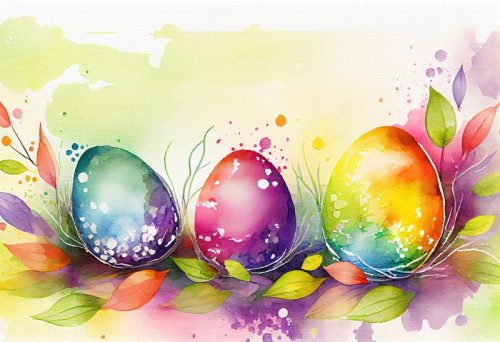 Watercolor Colorful Easter Eggs Background
