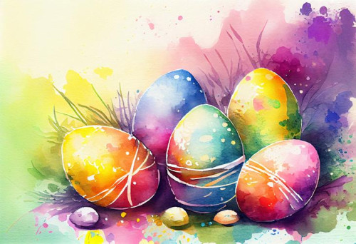 Watercolor Colorful Easter Eggs Background Image