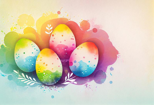 Watercolor Colorful Easter Eggs Background