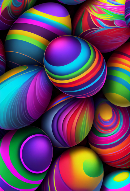 Colorful Easter Eggs on Colorful Background
