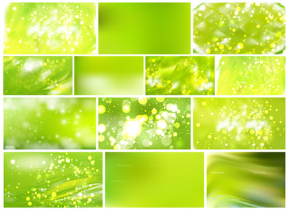 Vibrant Collection of Lime Green Blurred Vector Backgrounds